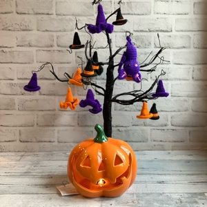 Moonlight Manor Ceramic Orange LED Jack O Lantern